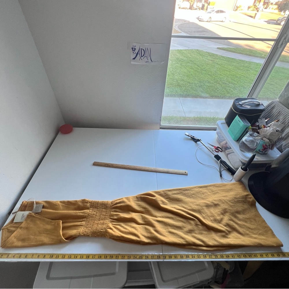 Faherty Coast to Coast Midi Dress Smocked Waist Cotton Honey Mustard Size M NWT - Picture 13 of 14